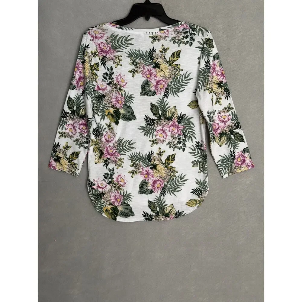Tommy Bahama Ashby Isles Petal of Luxury T-Shirt White Floral Women's Medium NEW